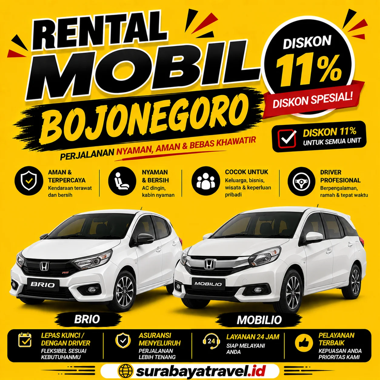Rekomendasi Rental Mobil Bojonegoro, Harga Lepas Kunci Harian atau Bulanan Murah