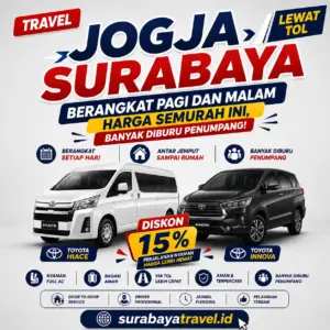 Rekomendasi Travel Jogja Surabaya Lewat Tol Berangkat Pagi dan Malam 2026, Tiketnya Semurah Ini