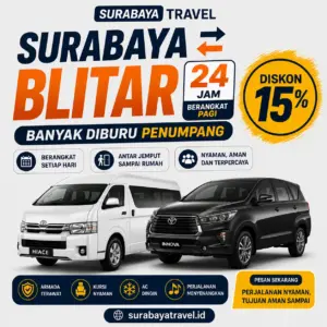 Rekomendasi Travel Surabaya Blitar 24 Jam Berangkat Pagi Terbaru 2026, Harga Tiketnya Semurah Ini