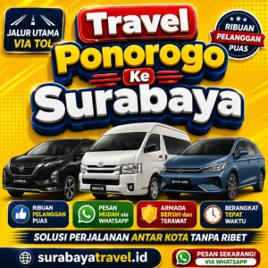 Rekomendasi Travel Ponorogo Surabaya Antar Jemput Pulang Pergi Jam Berangkat Sore❗